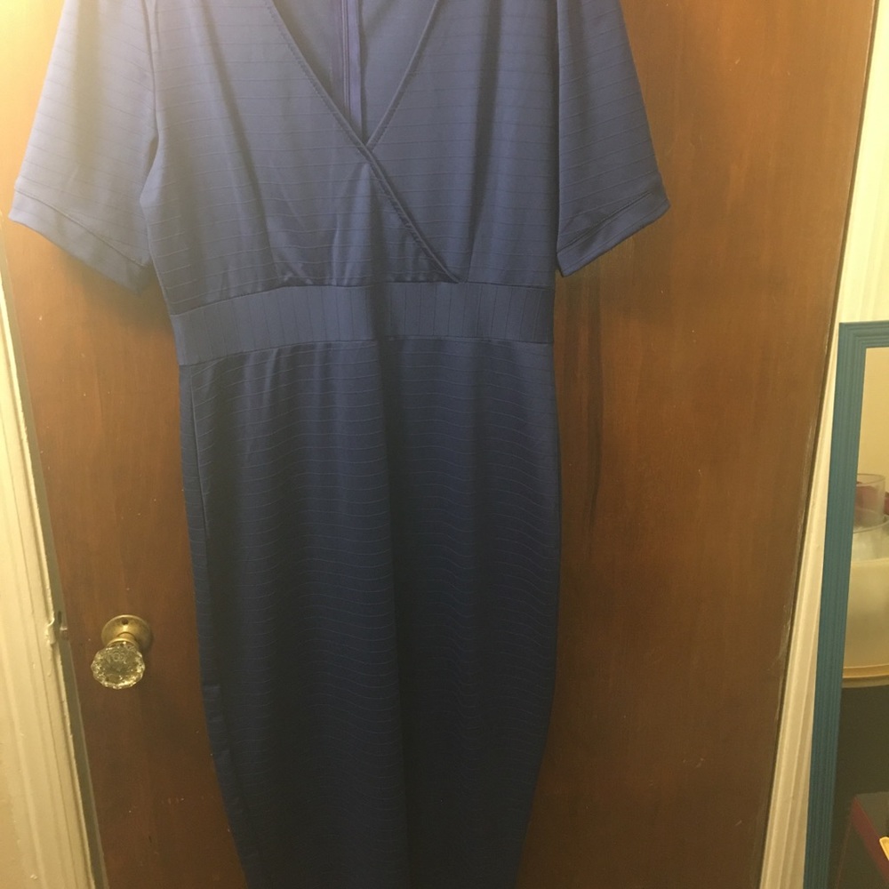 Fitted, ribbed - casual dress, Size: L, Color: Lapis blue